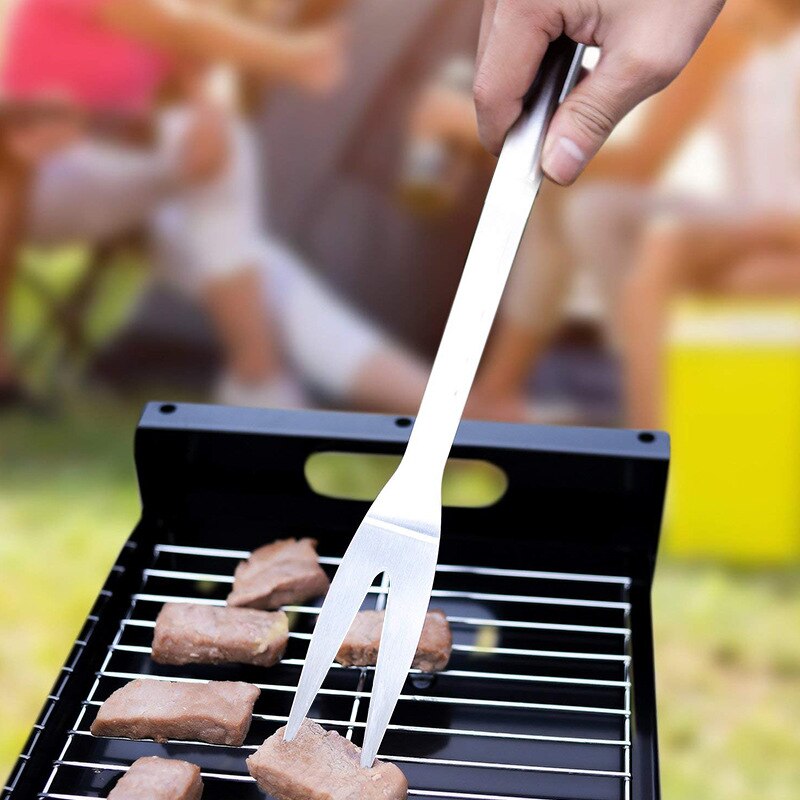 Roast Meat Fork BBQ Skewers Hook Handle Steak Forks Campfire Outdoor Stainless Steel Cooking Tools Meat Claw BBQ Accesories 2pc