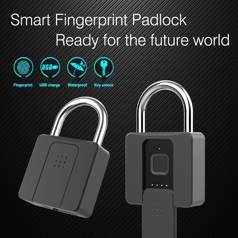 Smart Lock Outdoor Waterproof Fingerprint Padlock Courtyard Warehouse Large Lock Intelligent Remote Anti-theft Smart Lock