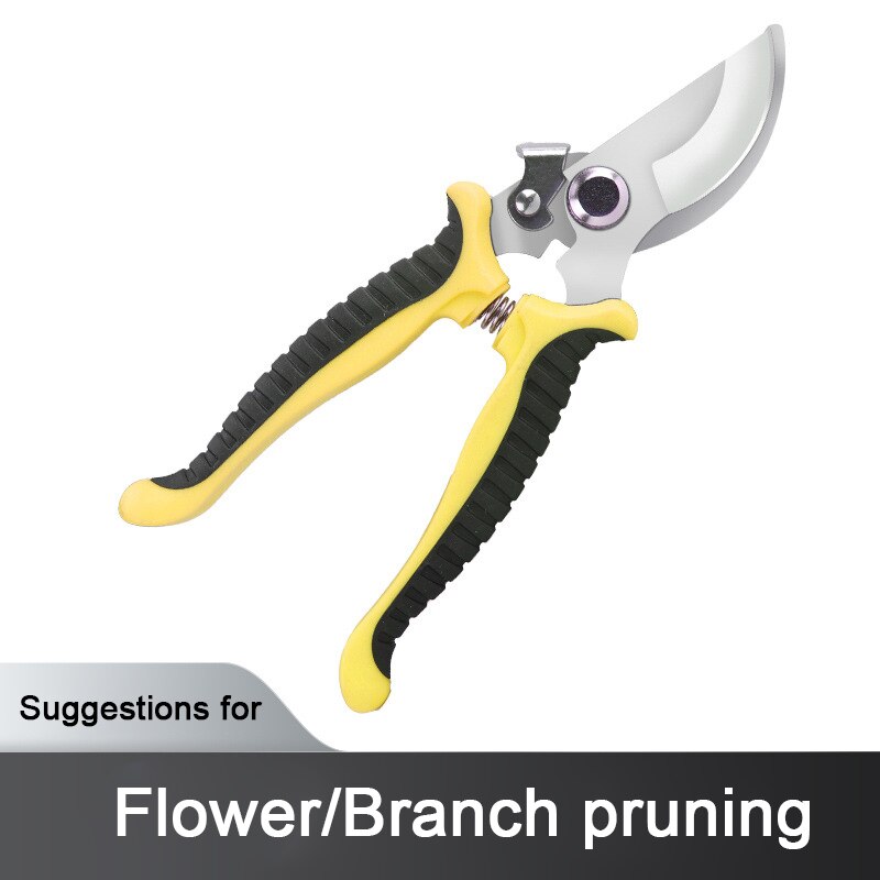 Multifunctional Garden Tools Orchard Garden Hand Tools Scissors Stainless Steel Labor-Saving Pruning Scissors: bull-Yellow