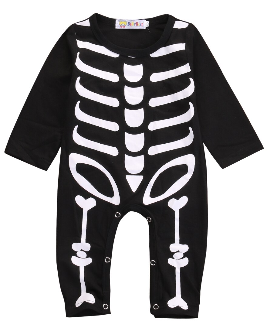 Winter Halloween Children Romper Clothes Newborn Baby Boy Girl Halloween Rompers Cotton Skeleton Costume Clothes Outfit: 12M