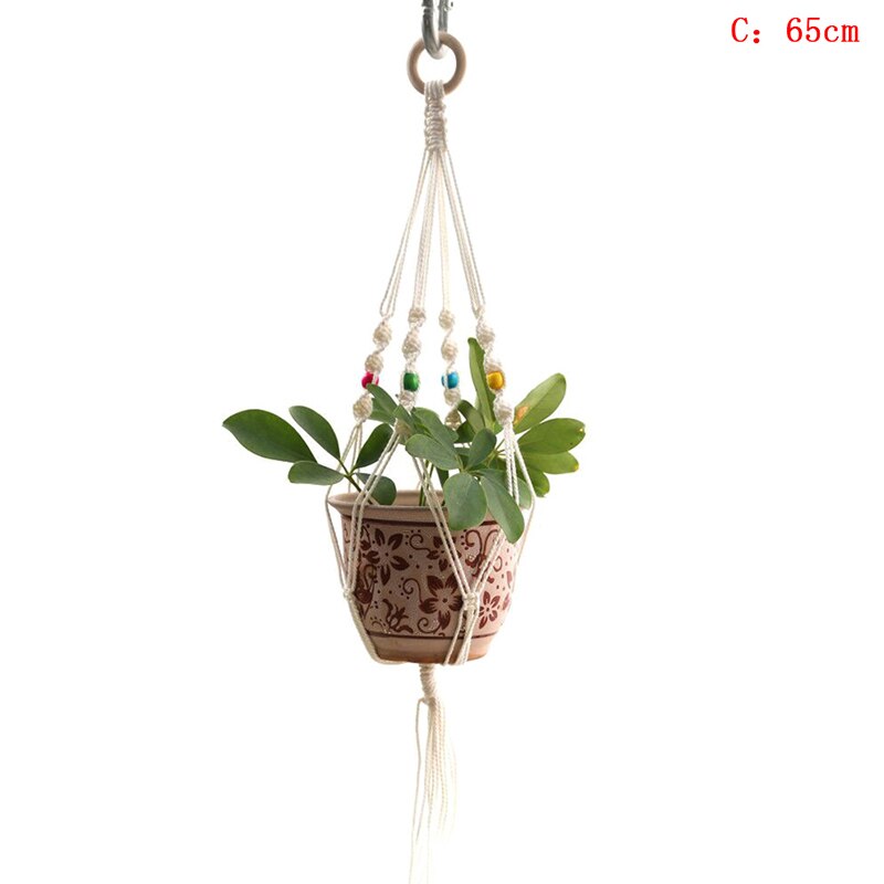 Vintage Macrame Plant Hanger Indoor Outdoor Opknoping Mand Jute Touw Katoen En Linnen Opknoping Bloempot Netto: C