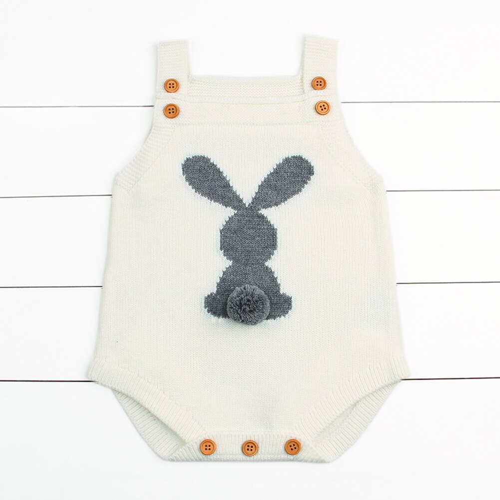 Focusnorm Leuke Bunny Peuter Kids Baby Meisjes Jongens Gebreide Wollen Bretels Bodysuit Haar Bal Wol Outfit Kleding: C / 6m