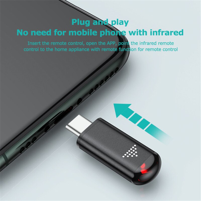Mikro USB Typ-C Schnittstelle Drahtlose Infrarot Fernbedienung Adapter Clever App Kontrolle telefon Absender Für Android Handys