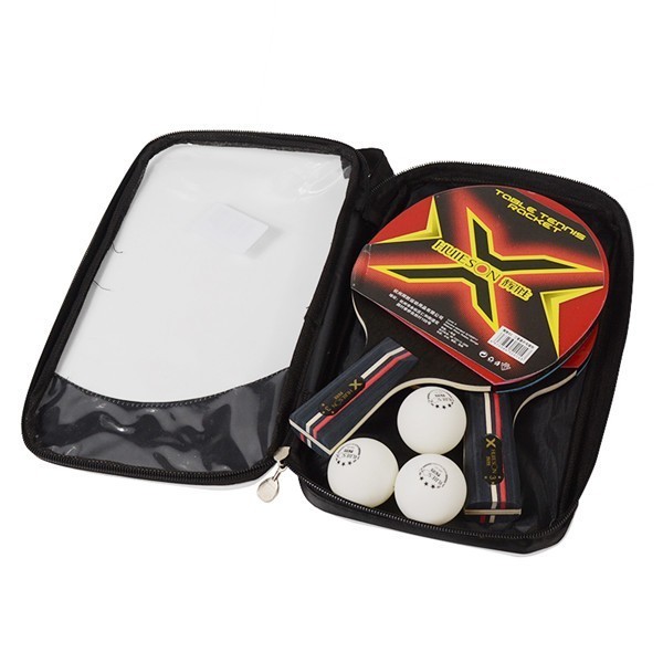 Huieson 3 estrela raquetes de tênis de mesa conjunto dupla face espinhas-em borracha rápida atacado raquete de ping pong com 3 bolas e saco de transporte: Double Short Handles