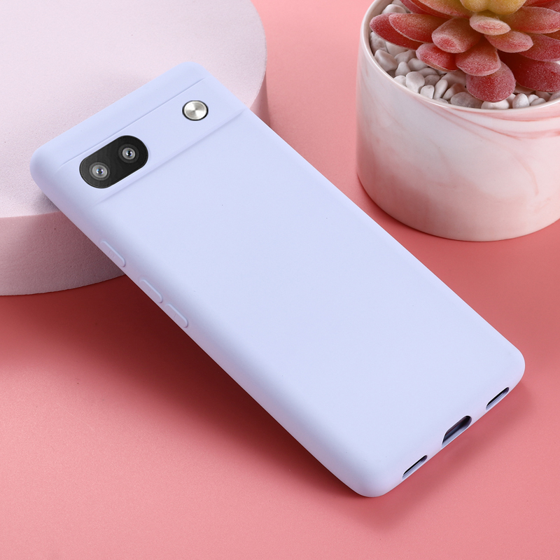 Para Google Pixel 7 Pro funda Google Pixel 6A 7A 8A 6 7 8 9 Pro XL funda de teléfono de silicona líquida a prueba de golpes: Aluminio / Púrpura claro