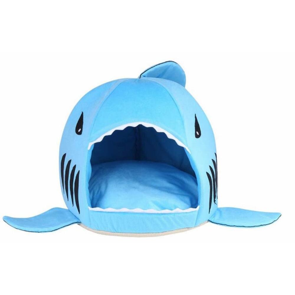 Ciepłe rekin łóżko dom dla kotów miękki kosz poduszka dla psa mata dla małych psów szczeniak Slapen łóżko ciepłe szczeniak legowisko robić budy mata cama gato kot: niebieski / S