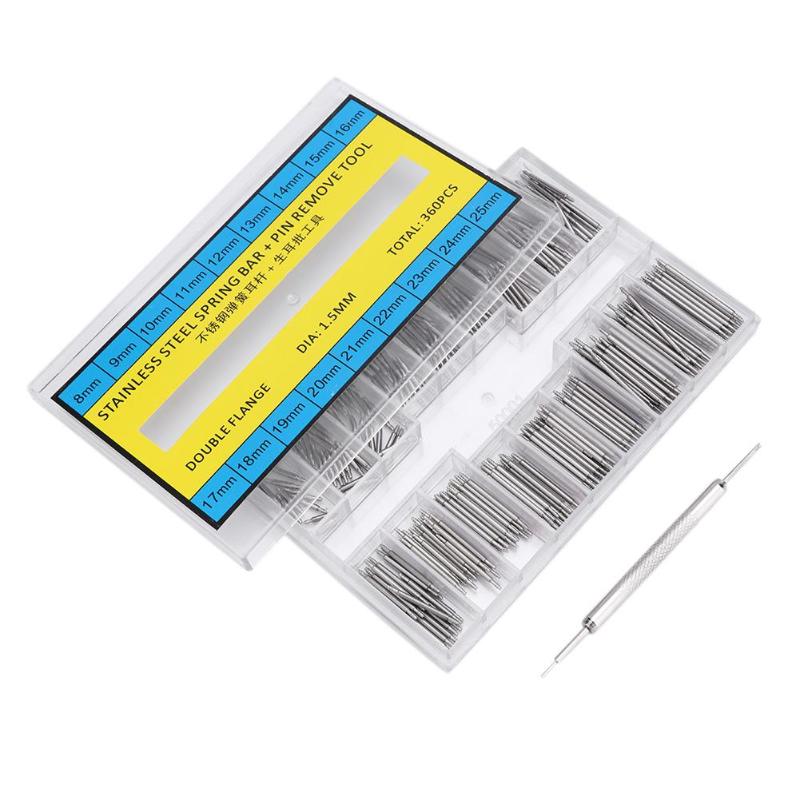 360Pcs 8-25mm Stainless Steel Watch Link Pins Tool kit and Dismantle Watchband Tool Ear Batches Both Head Watches for Parts: Default Title