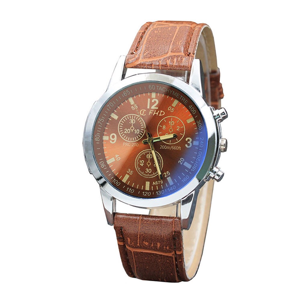 bleu Ray verre montre neutre Quartz simule montre-bracelet Reloj de hombre: E