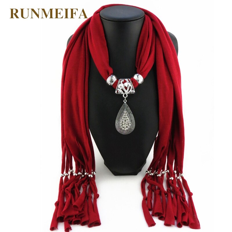 RUNMEIFA Mode-sieraden Sjaal Effen Polyester Mode Diamant Sieraden Hanger Sjaal Voor Vrouwen Waterdruppels