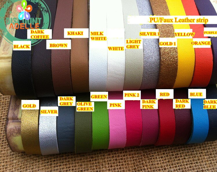 24 colores Cordón de cuero Faux/cordón/Tira/Cadena de cable de gamuza PU/5/8/10/12/15/20mm DIY collar pulsera joyas 10m