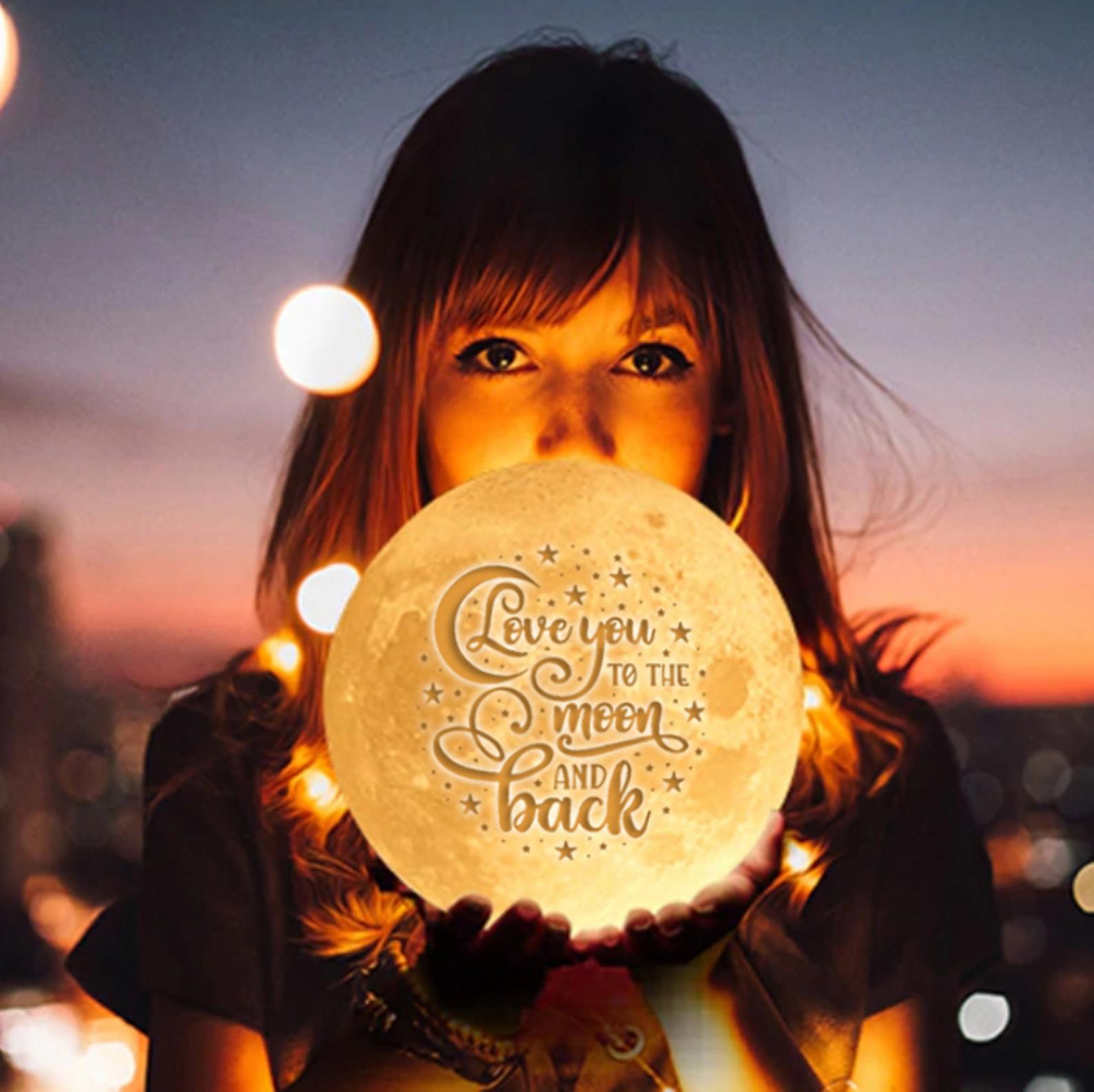 Lámpara de Luna impresa en 3D personalizada con texto y foto, luz nocturna recargable por USB, táctil, 2 colores, luz nocturna personalizada,