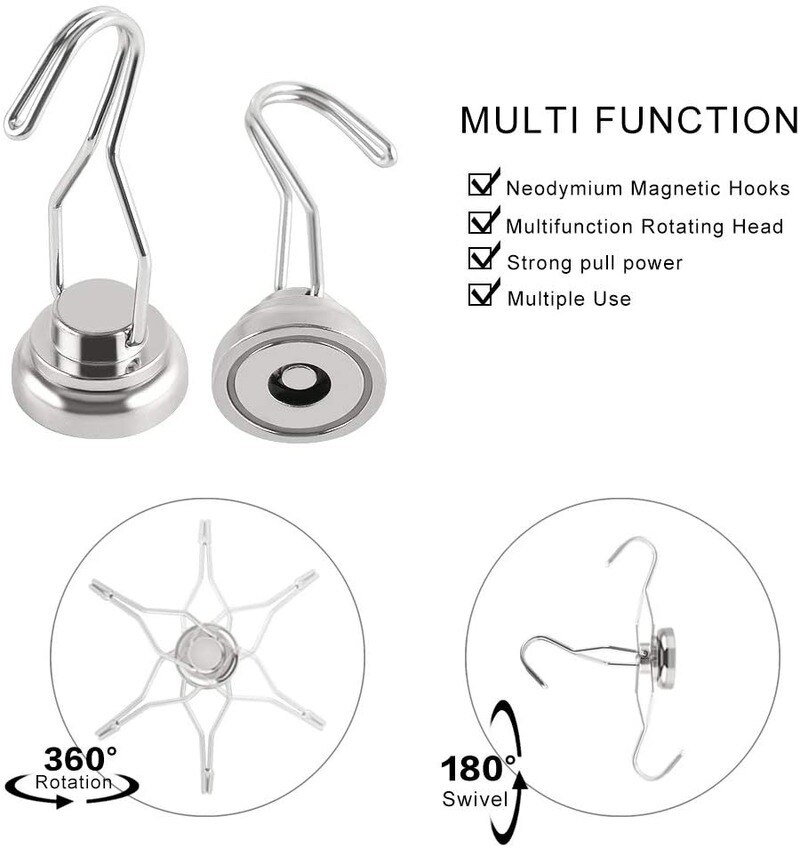 5/10/20/30 Stuks Roterende En Swingende Magnetische Haak, zware Magneet Barbecue Haak Koelkast Met Neodymium Zeldzame Aarde