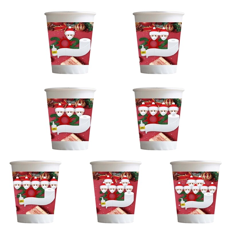 Gobelets en papier de noël, vaisselle jetable de noël, fête d'anniversaire, pique-nique, fournitures de cuisine, vaisselle, décoration