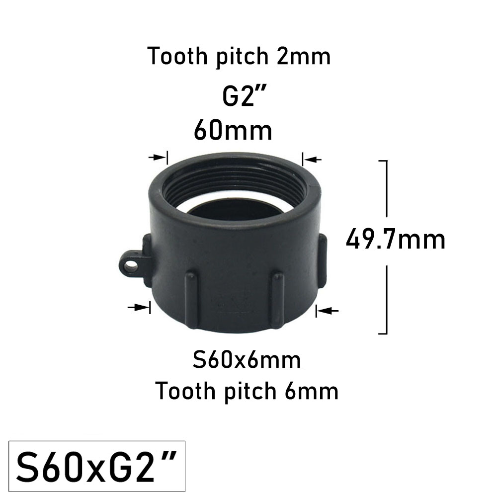 IBC Tank Adapter S60 To 1.5 2" 63/75/80/100mm Thread Connector Garden Ton Barrel Connect Faucet 1000 Liter IBC Tank Fitting: Brown