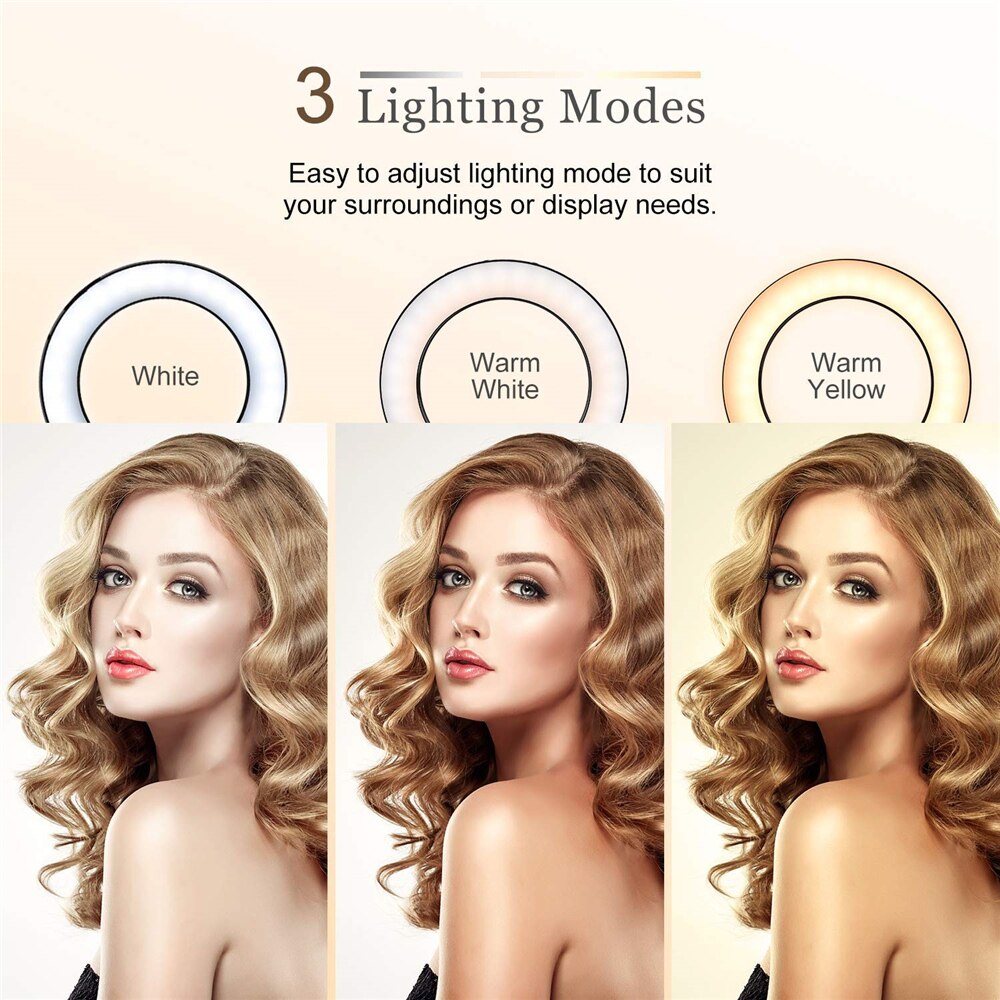 5 in 1 LED Ring Light Set 20cm Dimmable USB Lamp For Photo Video Studio Makeup Telescopic Tripod Selfie Stand