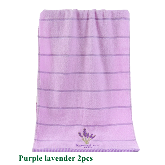 2pcs 34*73cm Bath Towels Super Soft Striped Embroidery Cotton for Adults Shower Home Face Hand Clean Bathroom Travel Towel: set 3