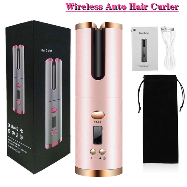 Air Curler Usb Draadloze Automatische Haar Krultang Auto Draadloze Krultang Usb Oplaadbare Haar Waver Tang Iron Curling Wand: Pink