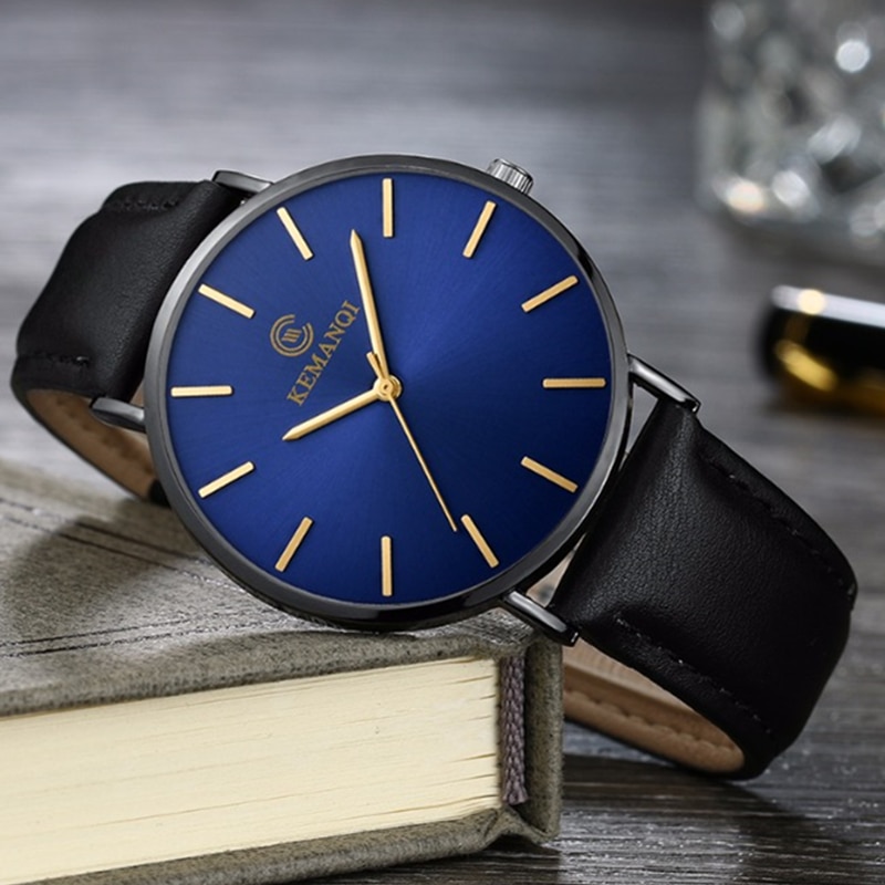 Reloj minimalista para Hombre, relojes ultrafinos a la , Reloj de negocios sencillo, Reloj de cuero, 2022