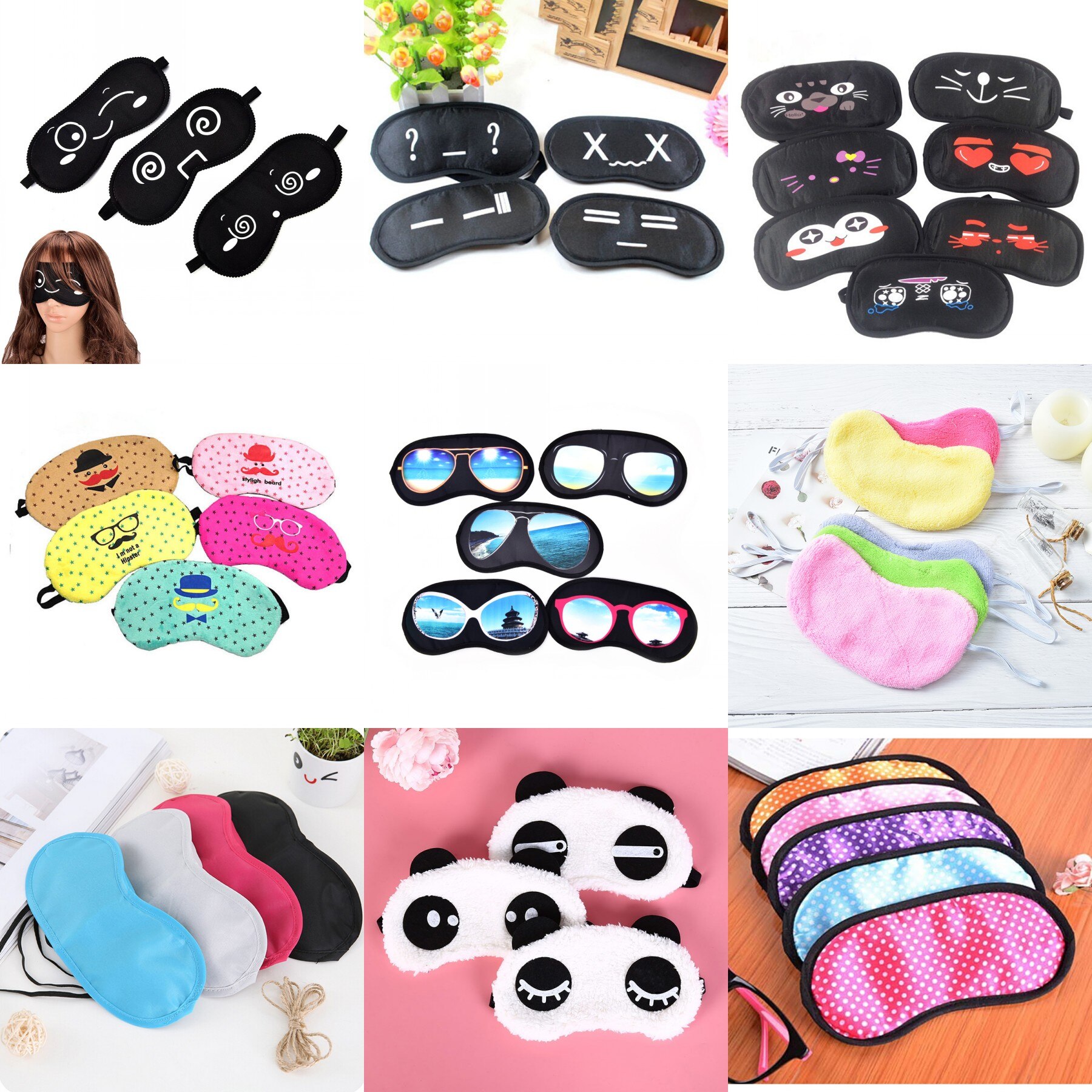 16 Style ! 2020Sleeping Eye Mask Black Eye Shade Sleep Mask Black Mask Bandage On Eyes For Sleeping Emotion Sleep Mask