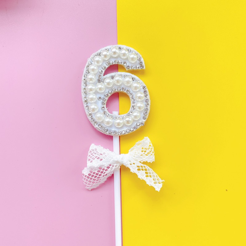 1Pc Glitter Alloy Rhinestone Number Cake Toppers Baby Shower Birthday Decoration Wedding Gold Silver Digital Cakes Dessert Decor: Light Green