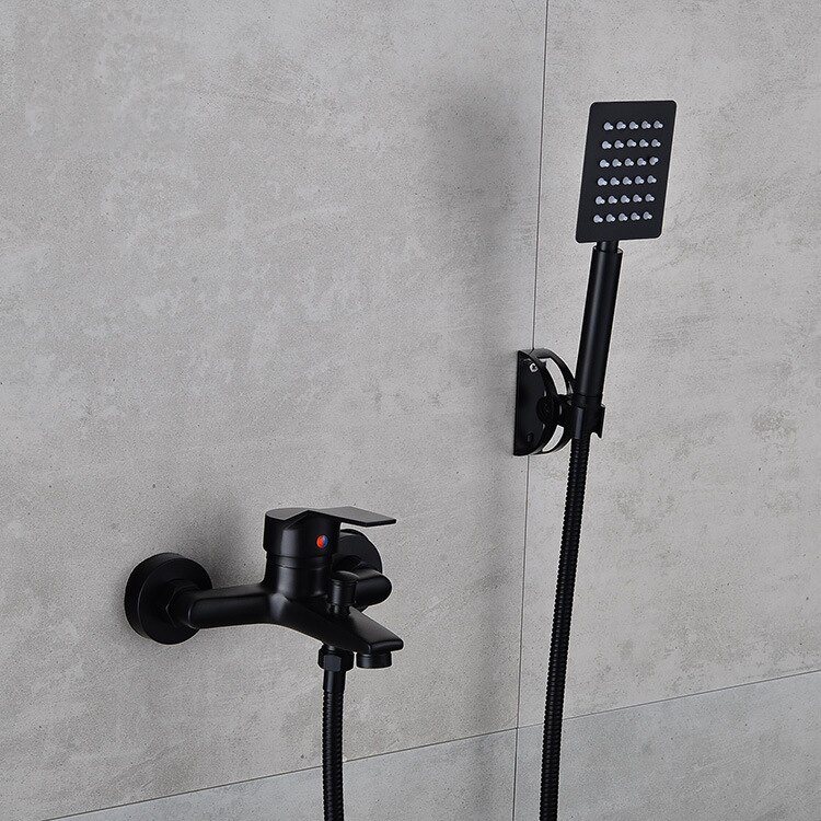 black Wall mounted bathtub faucet waterfall brass chrome finish bath shower mixer Bath Faucet Tap With Hand Shower Head Set