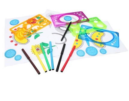 Børn tegning kunstværktøjer skitseplade doodle portefølje skabelon akvarel blyanter blomst skala sæt legetøj unisex plast: 1303