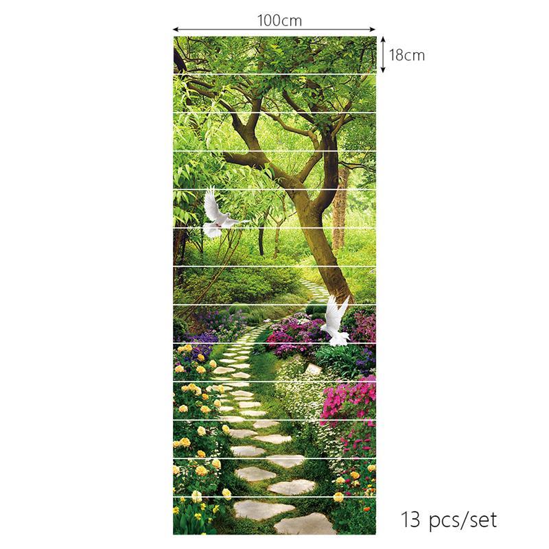 13pcs/set 3D Staircase Stair Riser Floor Sticker Stair Sticker Waterproof Self-adhesive PVC Staircase Sticker For Stairway Decor