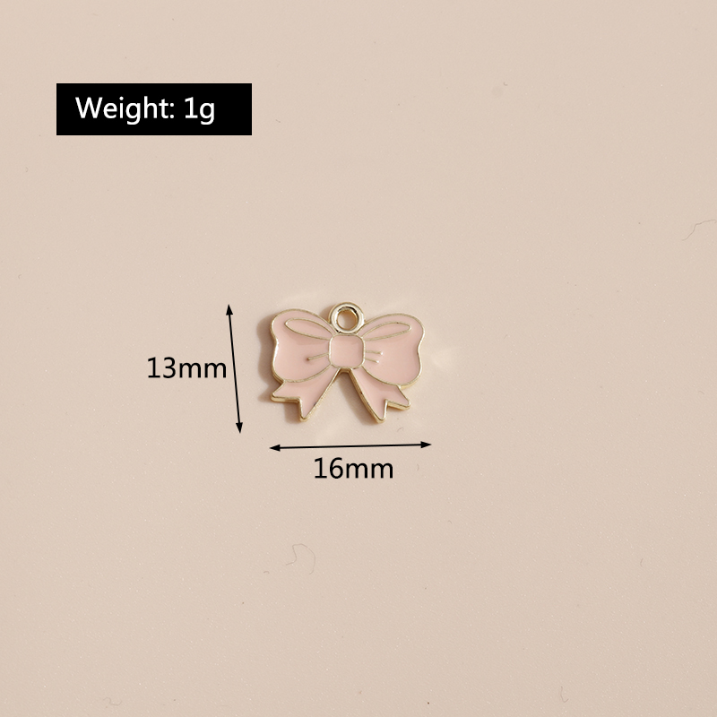 10 Uds. De dijes de lazo rosa esmaltados de 16x13 para fabricación de joyería hecha a mano DIY, dijes para niñas, colgantes, collares, pendientes, accesorios