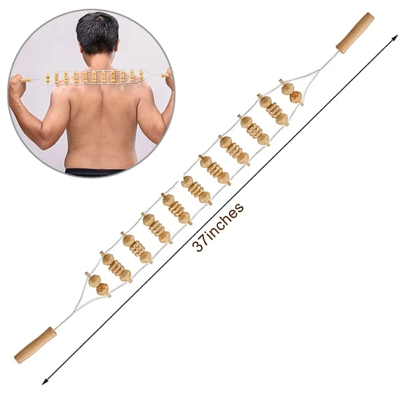 Houten Massage Roller Therapie Lichaamsmassageapparaat Voet Gezicht Schouderhals Hand Duw Roller Massageapparaat Lichaam Vormgeven Massage Tool: Goud