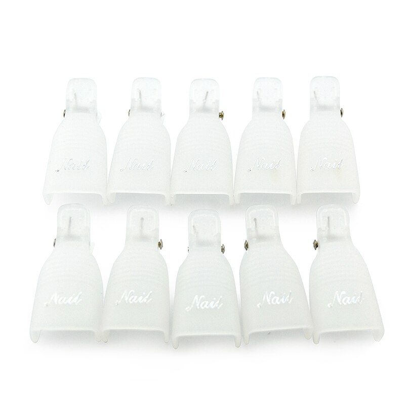 Kads 10 stuks/pak plastic nagelgereedschap acryl nagelkunst afweekmiddel uv gel nagellakremover wrap clip kap nagels voor nagelproduct: Wit