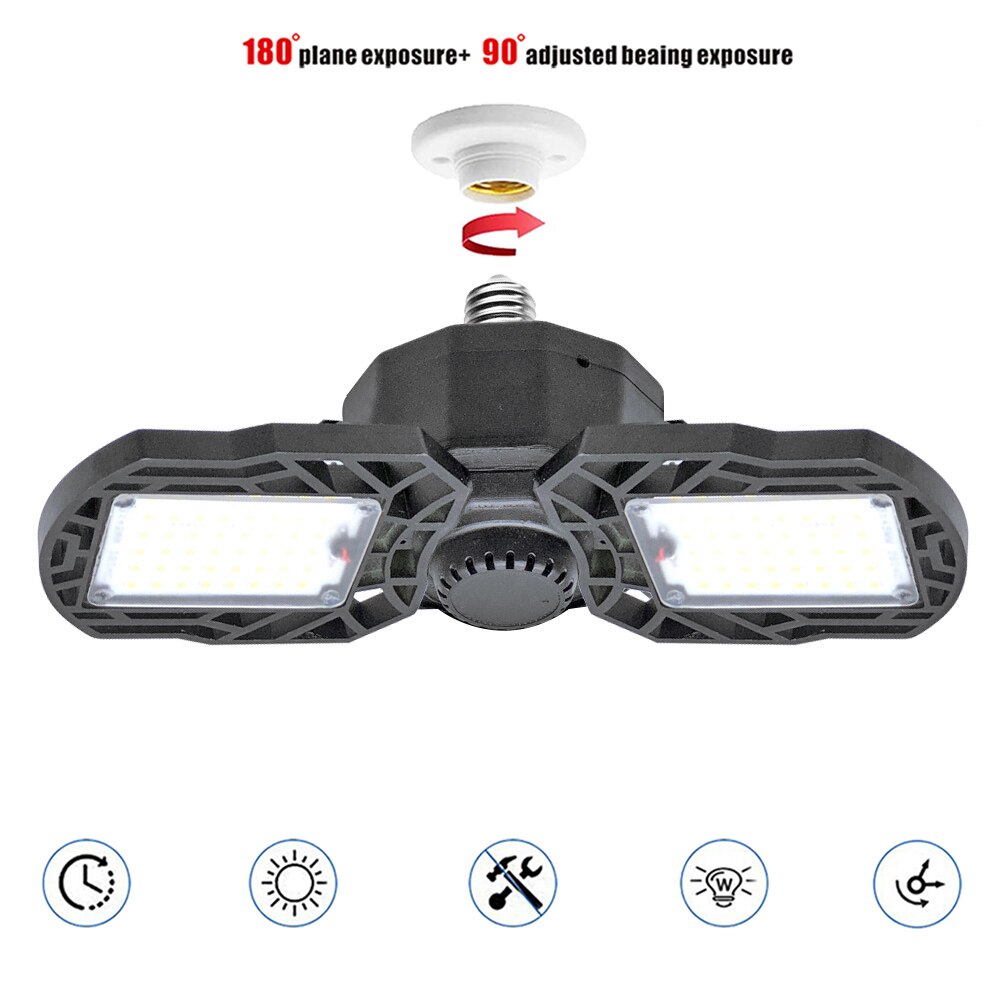 360 Degrees LED Garage Light E27 Workshop Ceiling Fixture Deformable Lamp