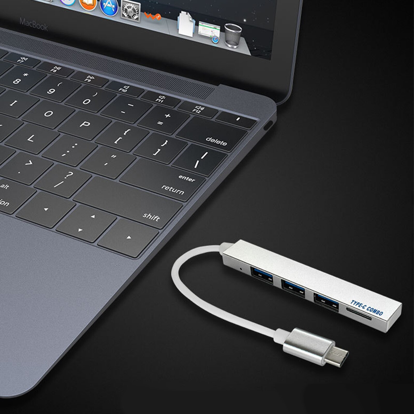 Expansion dock Type-C Hub Splitter Aluminum Alloy Type-C to USB 2.0 Adapter Card Reader