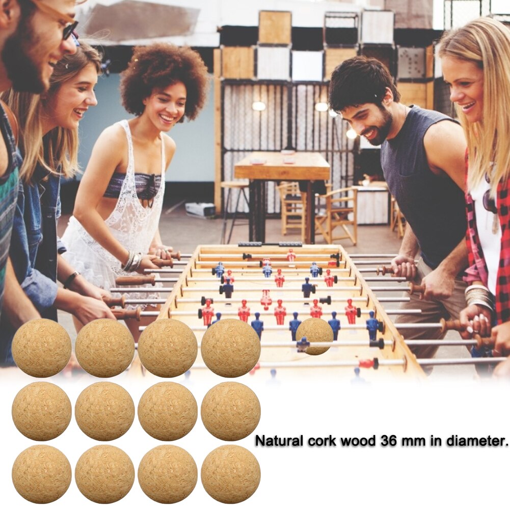 6pcs/12pcs 36mm Cork Solid Wood Foosball Table Soccer Ball Football Baby Foot Fussball Desktop Table Soccer
