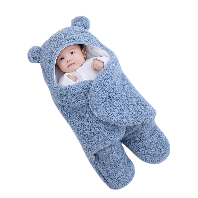 Baby Slaapzak Ultra-Zachte Pluche Fleece Pasgeboren Ontvangen Deken Baby Jongens Meisjes Clothessleeping Nursery Wrap Inbakeren: blue / 2M