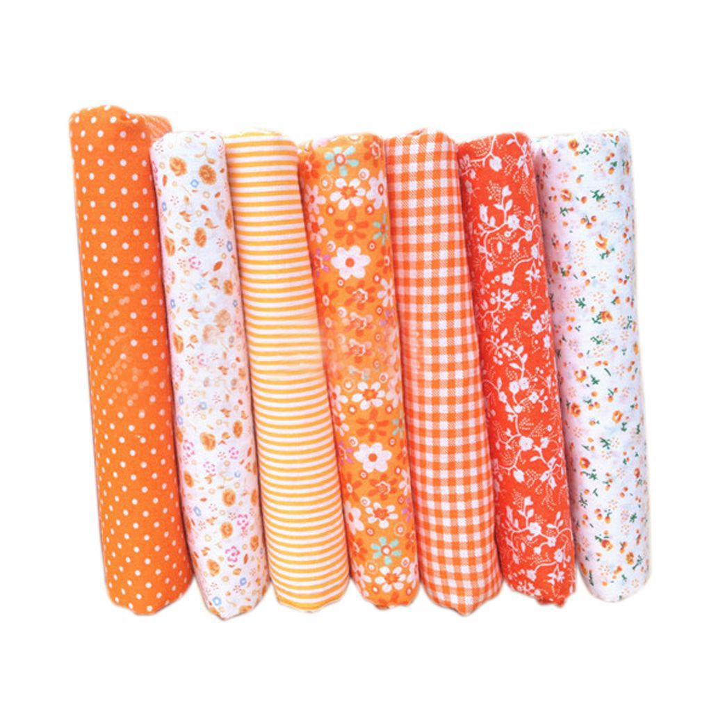 7pcs Cotton Cloth Textile Craft Fabric Bundle Patchwork Fabric DIY Sewing Quilting Floral Pattern 25x25cm: Default Title