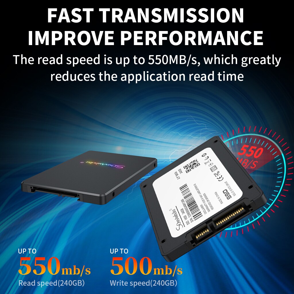 Ssd a luce respiratoria multicolore 120gb 60gb 240gb 2.5 unità a stato solido 960gb ssd 480gb 2TB 2.5 pollici unità a stato solido integrata