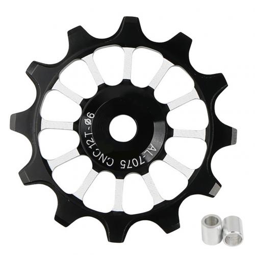 Rodillo de guía de bicicleta de carretera, polea de rueda de desviador trasero de bicicleta de montaña, 12T, 6mm: Negro