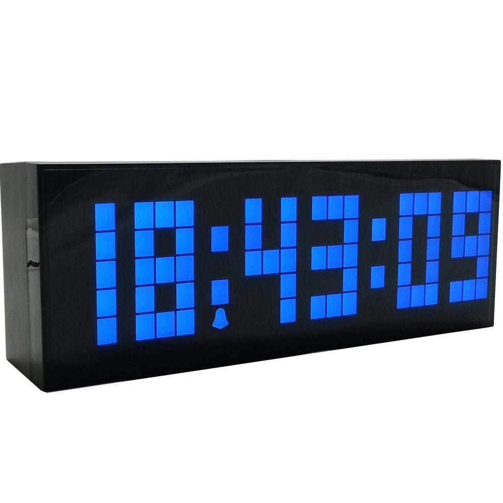 Desktop LED Digital Alarm Clock Wall Clock Large Countdown Timer with Temperature Date for Bedside Living Room Office: Blue