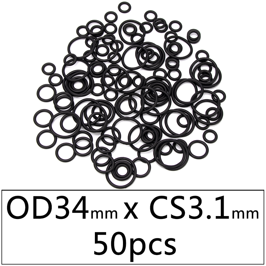 50 stück nbr-nitrilkautschuk-dichtungs-o-ringe, dichtungsersatz,  od 15mm-35mm cs 3.1mm schwarze unterlegscheiben  s86 diy-zubehör: Dq34 x 3.1 x 50