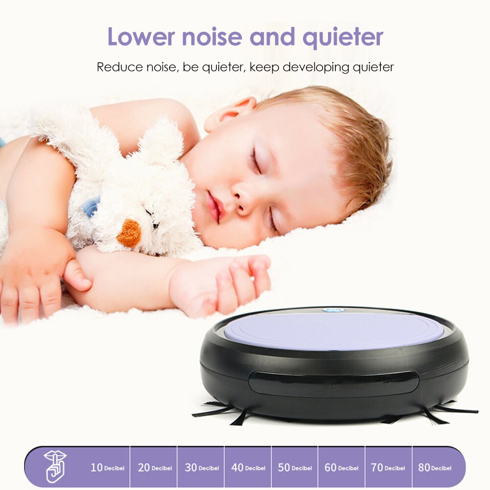 Smart Floor Vacuum Cleaner 3-In-1 Auto Rechargeable Smart Strong Suction Vacuum Cleaner Sweeper USB Rechargeable Cleaning Robot