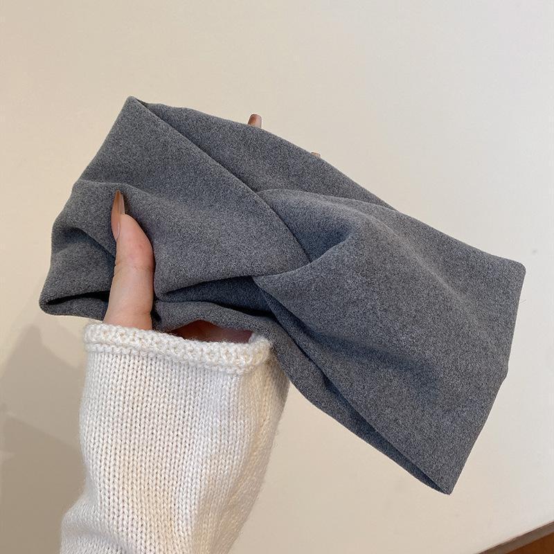 Koreaanse stijl brede kruisvormige hoofdbanden voor vrouwen, effen haarband, elastische sport- en yogahoofdband, haarband voor meisjes, haaraccessoires: Grijs