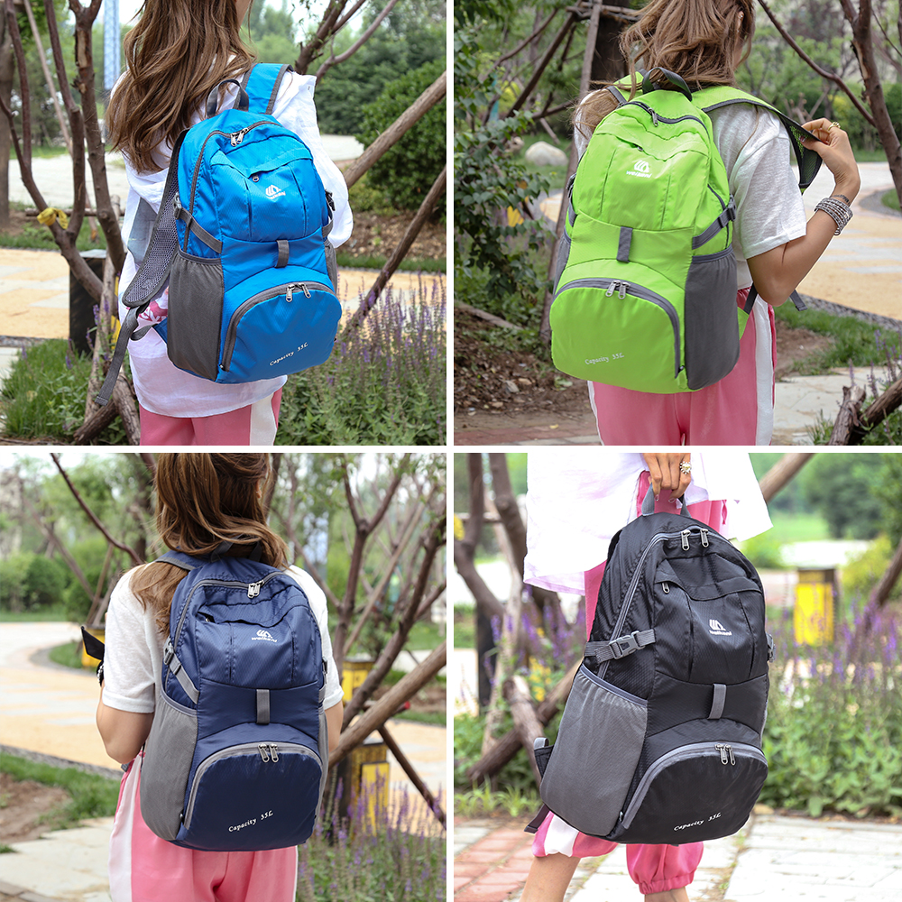 Weikani Waterproof Foldable Backpack Nylon Outdoor Climbing Backpack Sports Folding Bag Men Women Travel Hiking Backpack