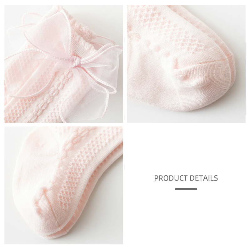 Calzini per bambina calzini per neonato in pizzo con fiocco grande calzini alti in morbido cotone Bowknot calzini lunghi per bambini