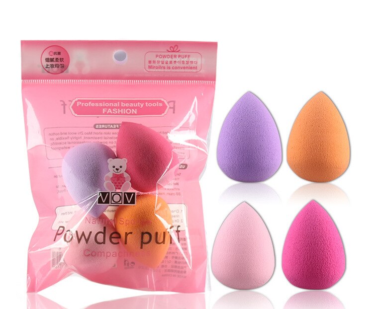 4 Pcs/set Sponge Water Shape Puff Face Makeup Reusable Cleaning Foundation Base Liquid Powder Sponge Cosmetic Tool: 4Pcs-A