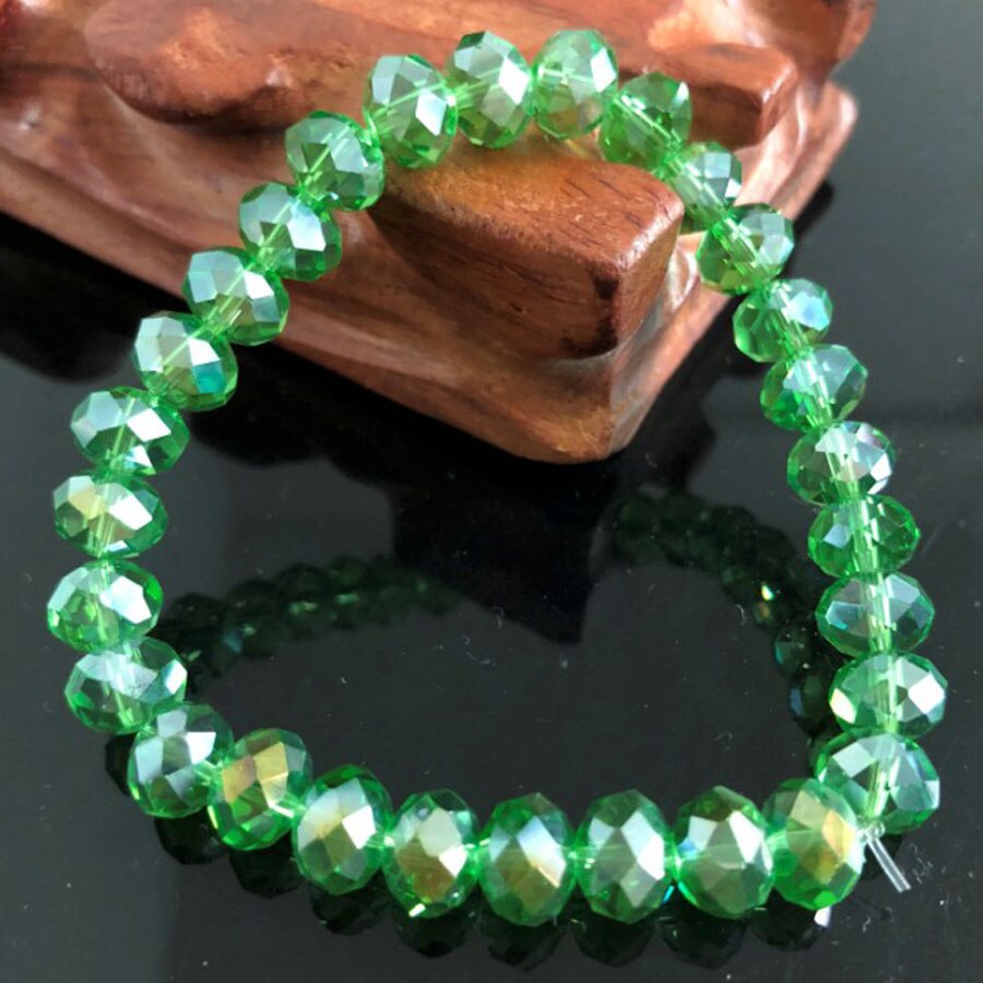 Charme Handgemachte frauen 8mm Strass Glas Kristall Perlen Runde Perlen strecken-Armbinde Femme Armreif Armbänder Mädchen wickeln Schmuck: HT8M11 8mm Grün