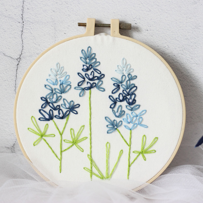 Single Flower Lucky Flower Embroidery Kit DIY Needlework Houseplant Pattern Needlecraft for Beginner Cross Stitch(Without Hoop): J