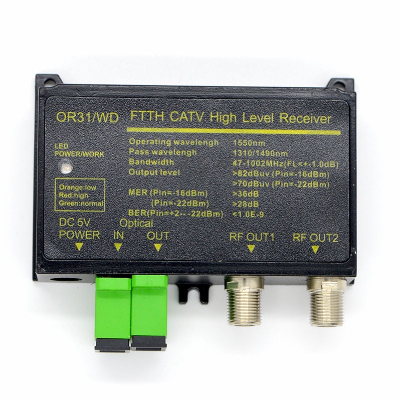 OR31 Ftth Catv Optische Ontvanger Hoge Niveau Fiber Optische Wdm Converter Sc Apc Duplex Connector Mini Modus Met Inch rf Uitgang