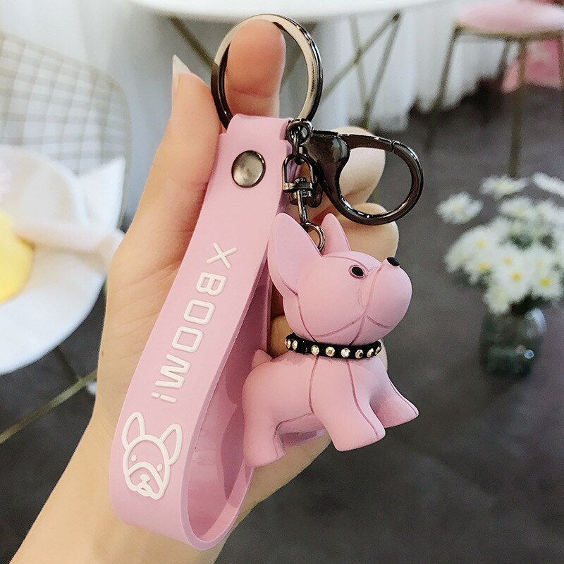 Creativo Del Fumetto Carino Bulldog Chiave Catena Pet Dog Portachiavi Auto Del Raccoglitore Della Borsa Titolare Portachiavi Regalo Accessorio: Colore rosa