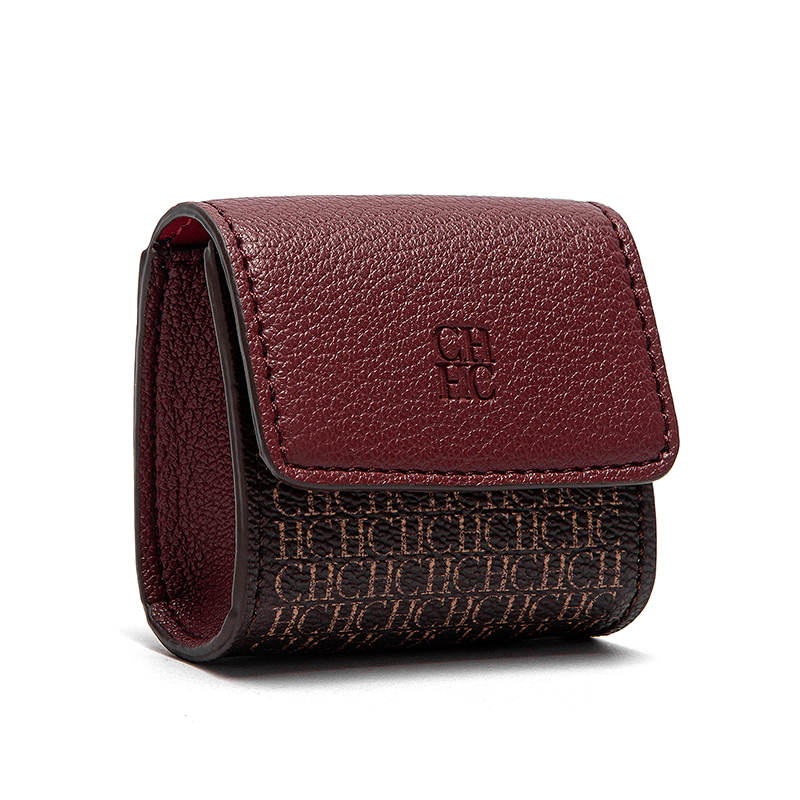 CHCH Mini Bag Zero Wallet with Hanging Rope: Burgundy