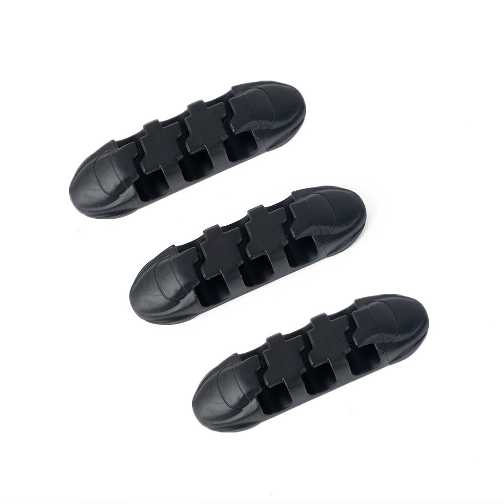 7/5/3/1 Slot USB Cable Clips Cord Management Adhesive Cable Organizers Holder for Desk Car Home and Office Cable Winder Manager: 3 Hole Black 3pcs